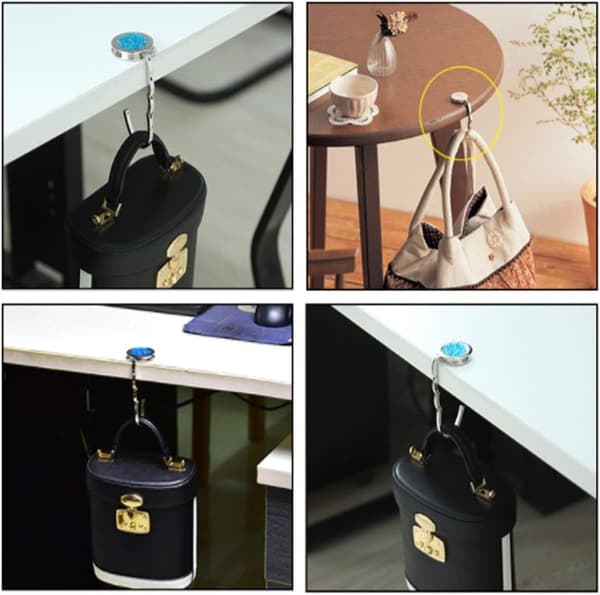 {YM}3-pack Foldable Handbag Hanger Hook, Metal Foldable Handbag Hook