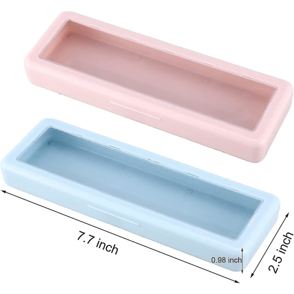 2 delar av genomskinlig plast case med lock, akryl plast brevpapper case i bulk, lämplig kompatibel med skolmaterial
