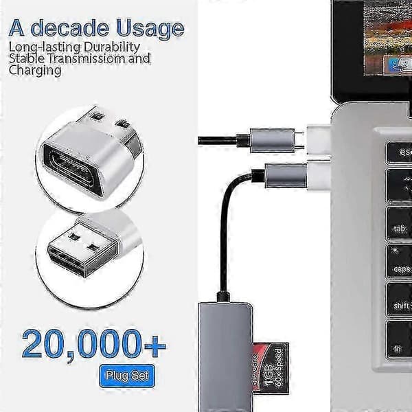 USB-C till USB-adapter [3-pack, silver], USB-A till USB-C, USB-C till USB, USB-C-adapter, USB-C-kontakt, USB-adapter, USB-C till USB, USB USB-C, USB-C/A-adapter
