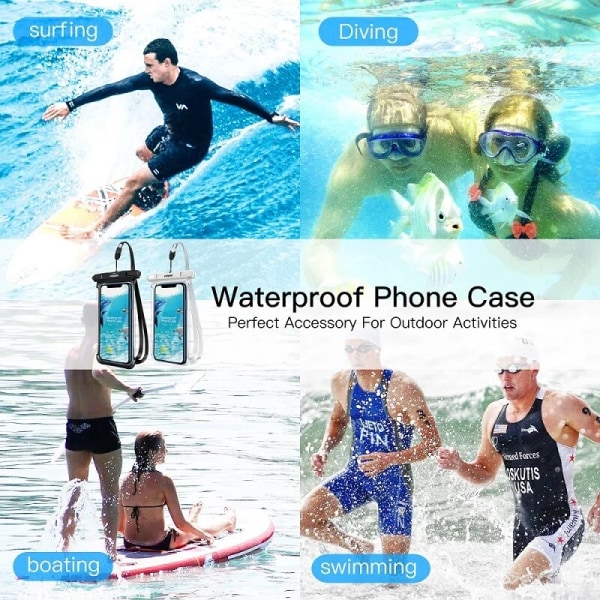FONKEN Vattentätt phone case Mobiltelefon Coque Cover Swimming Dry Bag Underwater Case Vattentät väska till Iphone Samsung Xiaomi 1Pcs White Case