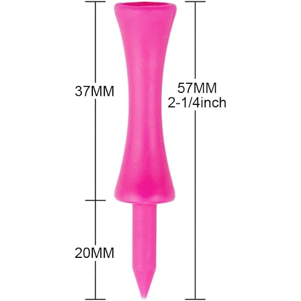Rosa golftee i plast 57 mm 100 st långa Castle golftees 2-1/4 tum