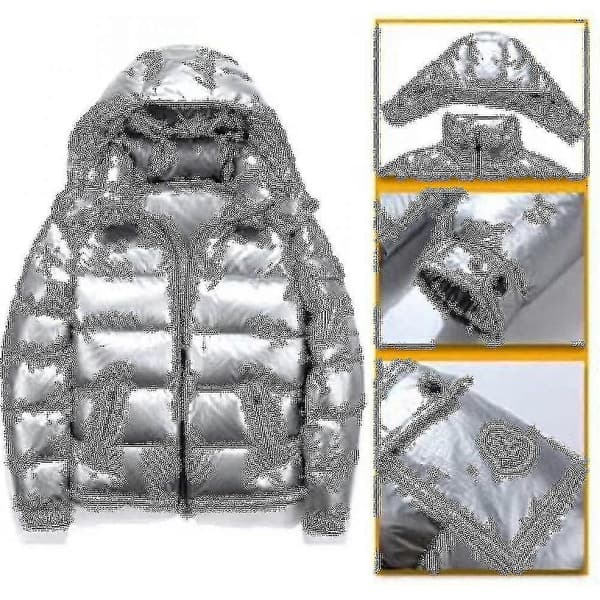 Blank Downjacka Herr Vinterjacka Ståuppkrage Dunjacka Med Huva Silver 2XL