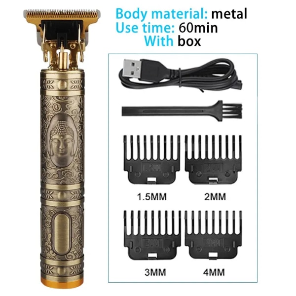 2023 Vintage Body T9 sladdlös elektrisk rakapparat Hårklippningsmaskin för man hårklippare Barber skäggtrimmer USB Metal buddha1