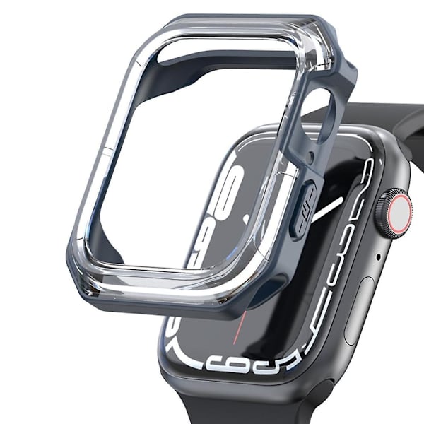 Tofarvet, stødsikkert, transparent/midnatsblåt TPU-etui til dit Apple Watch SE/Series 6/5/4 44 mm