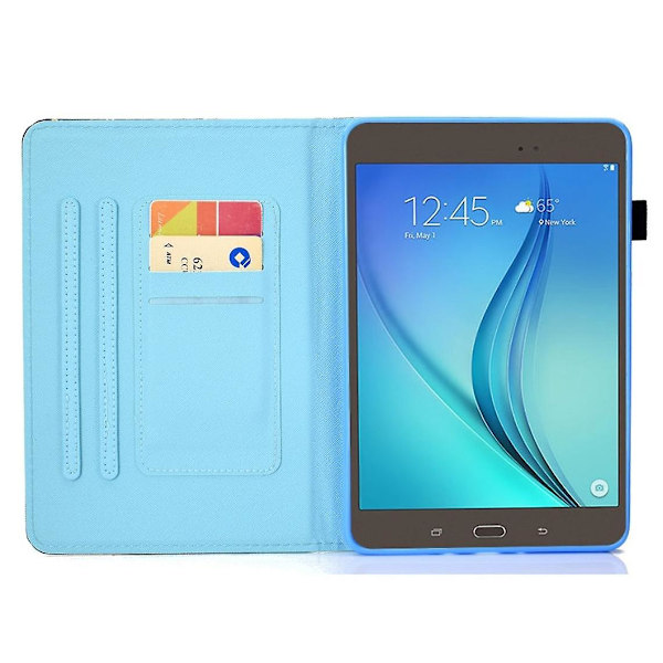 Tikattu PU-magneettikotelo jalustalla ja korttipidikkeellä. Yhteensopiva Samsung Galaxy Tab A 8.0 Sm-t350 (2015) - Dinosauruksen kanssa