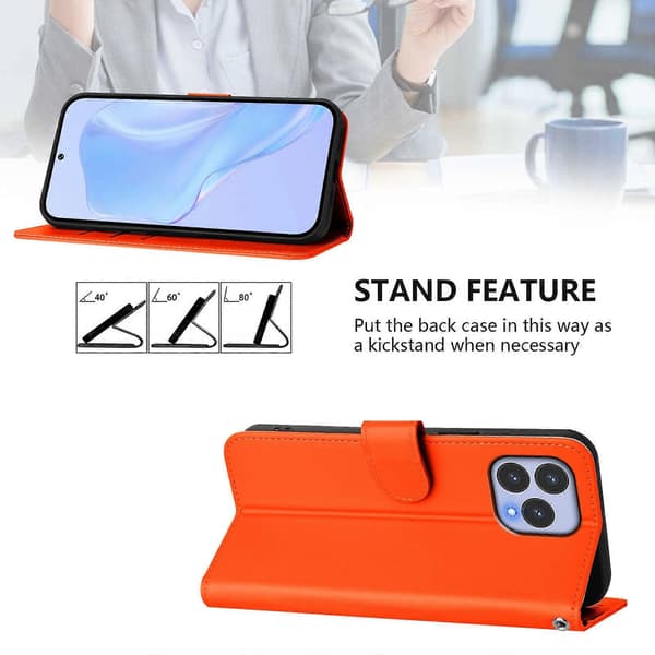 PU-deksel i ensfarget for Wiko T60 / Cubot P80 Orange