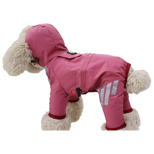 Hund Regnkläder Regnrock Husdjur Huva Vattentät Jacka Kläder rosa pink M