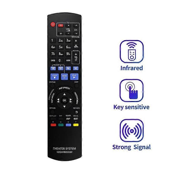 Erstatningsfjernbetjening N2QAKB000082 til Panasonic Blu-Ray Disc Player DMP-BD65 Dmp-BD45 black