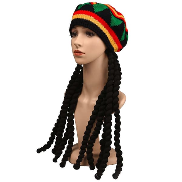 2-pack Rasta-mössa med svarta dreadlocks Bob Marley Dreadlocks Peruk med Rasta Tam-mössa Maskerad Rasta Perukmössa