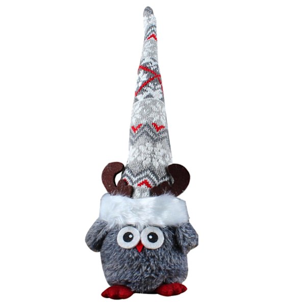 Tegneserie Ugle Plysjleker I Strikket Høy Nattlue Ornament Fuzzy Dukke Gray