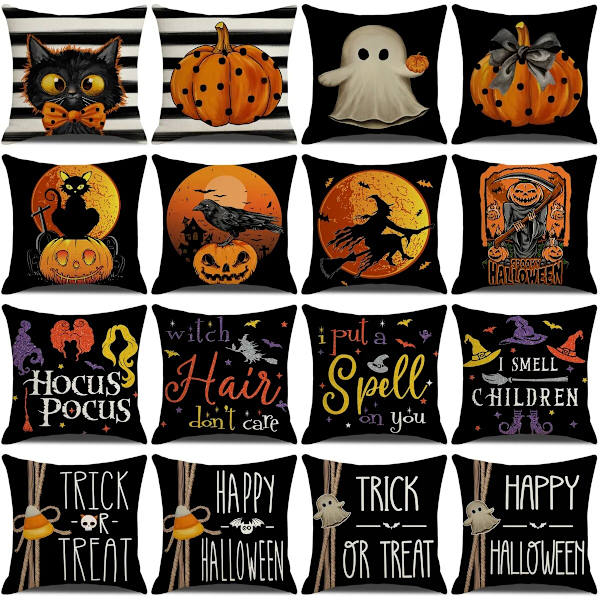 2023 Halloween Putetrekk Halloween Dekorasjon for Hjem Spøkelse Gresskar Flaggermus Putetrekk Skrekk Knask Eller Knep Festutstyr