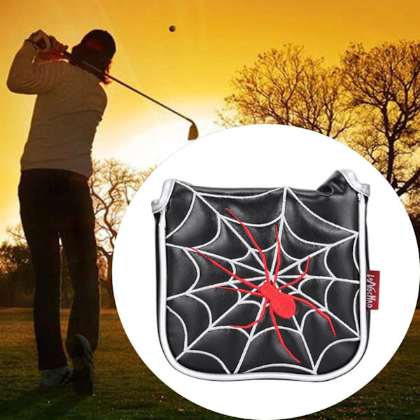 Universellt golf mallet putter skydd fyrkantigt huvud skydd magnetiskt skydd spindel svart