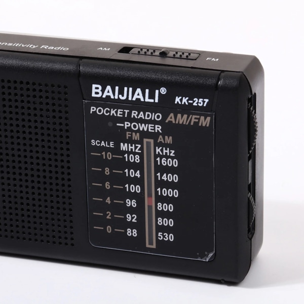 Mini AM/FM-radio infällbar antenn fullband multifunktionell radio AA batteridriven inbyggd högtalare Lämplig för inomhus och utomhus KK257 Black