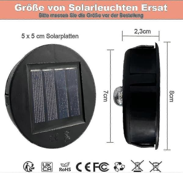 Pakke med 8 cm diameter erstatnings solcellelys (haoyi)-g