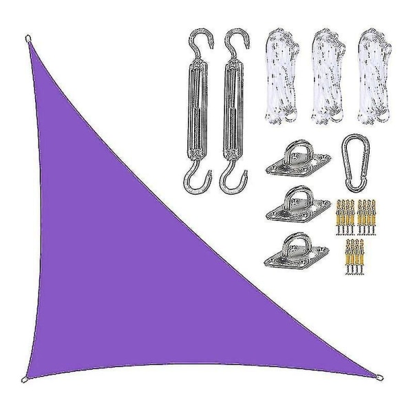 3x4x5m Segel Markis Sol Triangulär Markis-ter Pool Tak Tri För Utomhus Patioen Markis S Fästkit purple