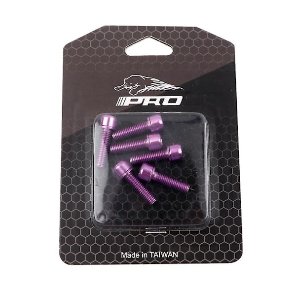 6 st/set Cykelstyre Skruvar Titanpläterad Rostfritt Stål M5*18mm Mtb Cykel