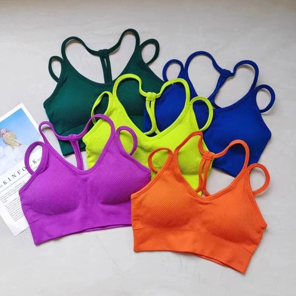 Kvinnor Andningsbar Sport-BH Stötsäker Träningstopp Gym Crop Top BH Push Up Sport-BH Gym Träningslinne Sömlös Yoga-BH M