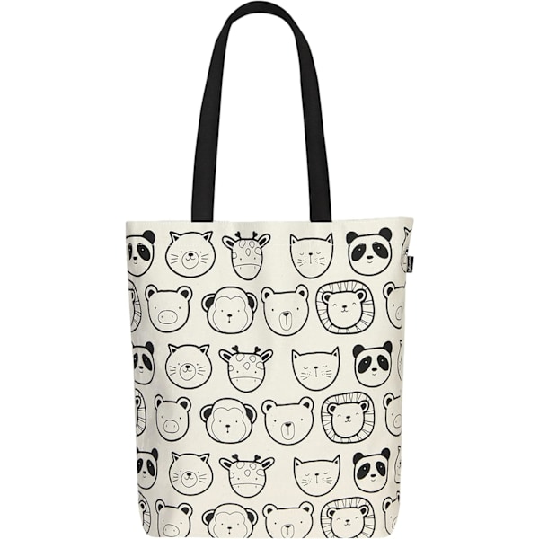EcoRight 100% Økologisk Canvas Tote Bag med Lynlås, Miljøvenlige Små Tote Bags til Kvinder til Rejser, Strand & Shopping Cute Animals