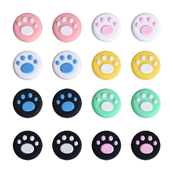 16 Switch Thumb Handle Covers (Multi farve), Game Handle Covers Silikone Analog Rocker Covers Kawaii Game Handle Covers Udskiftnings Thumb Handle Cov