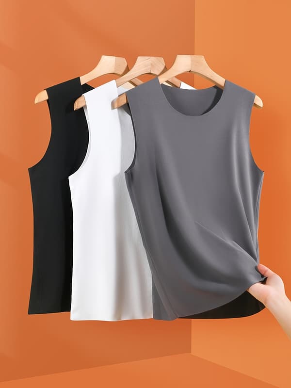 3 stk. termovest til mænd, sømløs basislagstop til efterår/vintervarme og slankende undertøj 3 Dark Gray XL