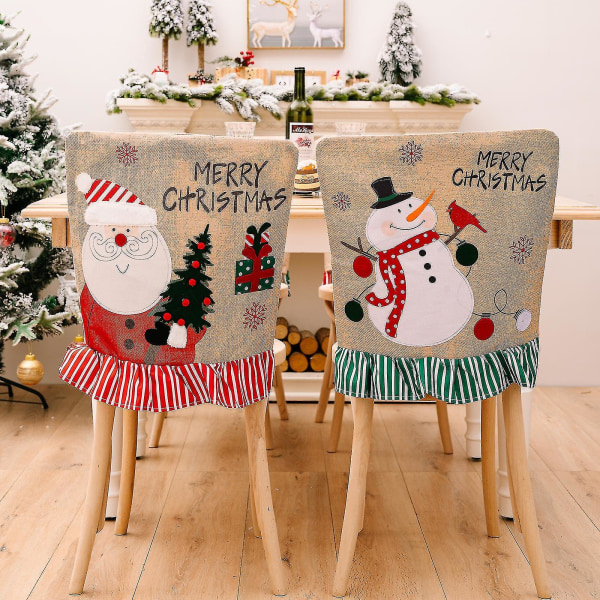 Julstolsöverdrag, Stolsryggskydd Julmatsstolsöverdrag Stolsöverdrag, Tomtehatt Jul Hem Middagsbord Julstolsöverdrag För C