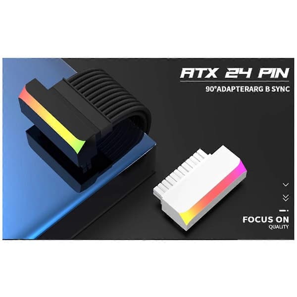 ATX 24Pin til 90° ARGB Strømadapter Hovedkort Strømforsyningskabel Koblinger Modulær DIY Montering B