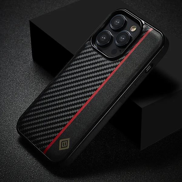 Ultratyndt Carbon Fiber Læder Etui Til iPhone 15 Plus Stødsikkert Telefon Etui