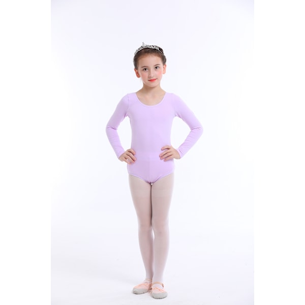 120 cm Lyseblå Pige Balletdragt Kjole Todelt Sæt Dragt Bodysuit + Nederdel Gymnastik Ballet Balletdans Pige Lange Ærmer