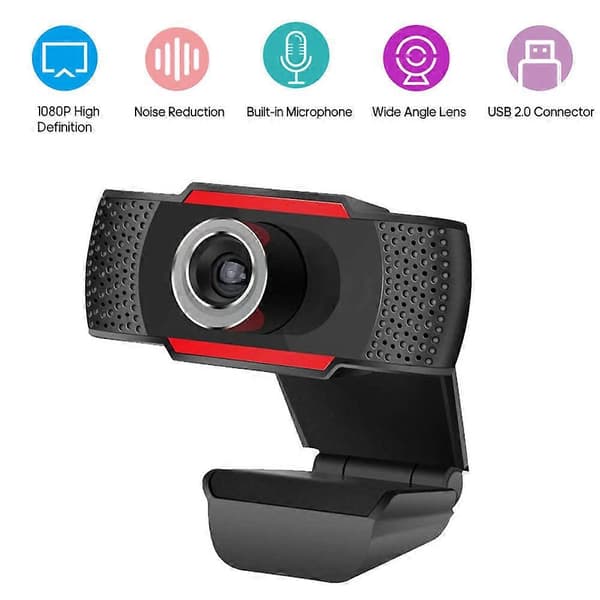 1080P HD Webcam med støjreducerende mikrofon, USB 2.0 til PC og bærbar