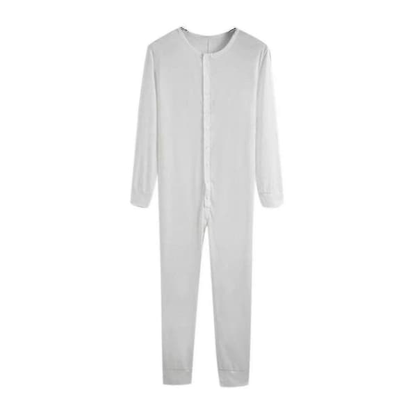 Herre Hel Lang Johns Nattpysjamas White XL