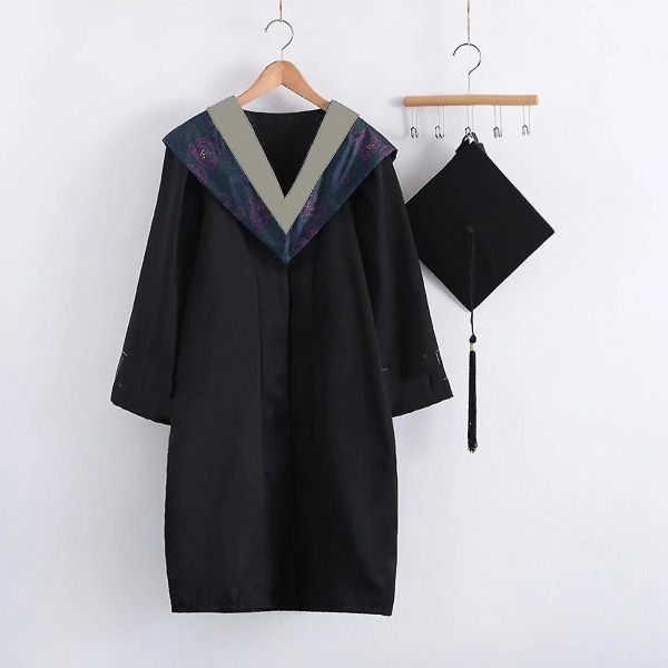 1 set Vacker finstickad examensuniform polyester Elegant festlig touch examensklänning för fotografering Qinhai White L