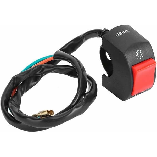 {YM}Waterproof Motorcycle Handlebar Switch Electric Motorcycle Handlebar Mounted Switch LED On/Off with Button (Red)