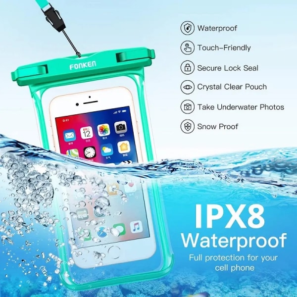 FONKEN Vattentätt phone case Mobiltelefon Coque Cover Swimming Dry Bag Underwater Case Vattentät väska till Iphone Samsung Xiaomi 1Pcs Black Case