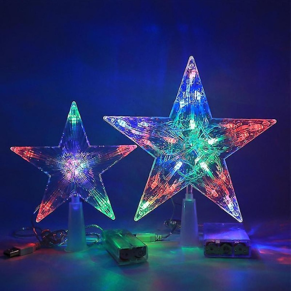 Christmas Tree Topper Star med inbyggda LED-lampor Plug-in för dekoration Blue