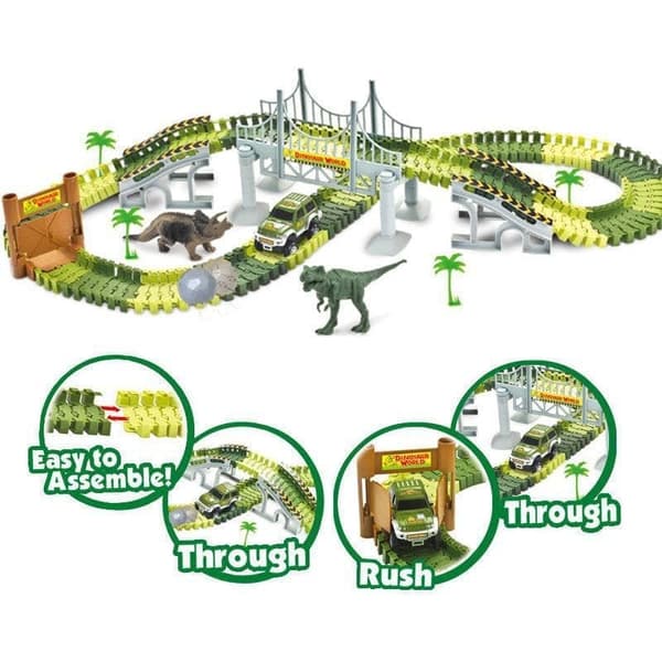 {YM}OBOSOE 185 osaa suuri autorata lapsille - DIY dinosaurusrata