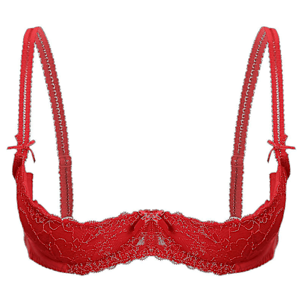 Dame 1/2 Kop Push Up Underwire Lace BH Lingeri Åben Brystkop BH Toppe Justerbar Rem Svampepolstret BH Undertøj