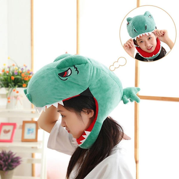 Muhkea dinosaurushattu Cosplay-päähine naamiaisjuhliin, lasten aikuisten vihreä Standard