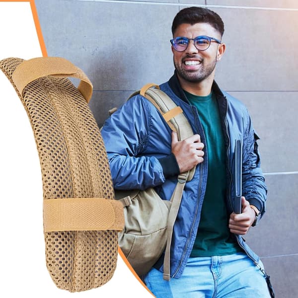 {YM}Justerbar Ergonomisk Axelremsdyna, Mesh Vadderad Halkfri Ryggsäcksplatta Khaki