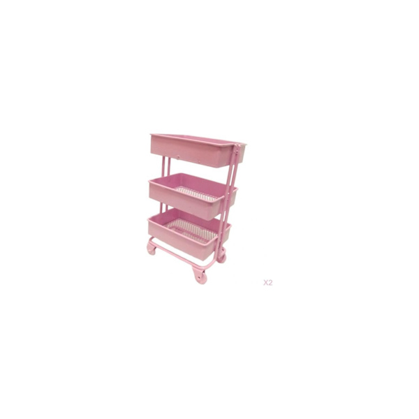 2x Modern 1/12 Mini 3-vånings Förvaringshylla Dockskåp Rumstillbehör Rosa Colourful