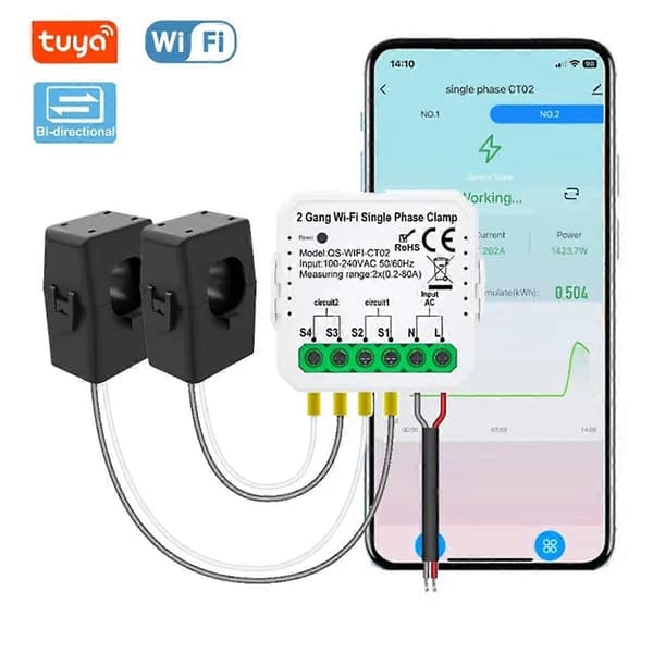 Smart Life WIFI Energimåler Strømsensor Statistiker 1CT