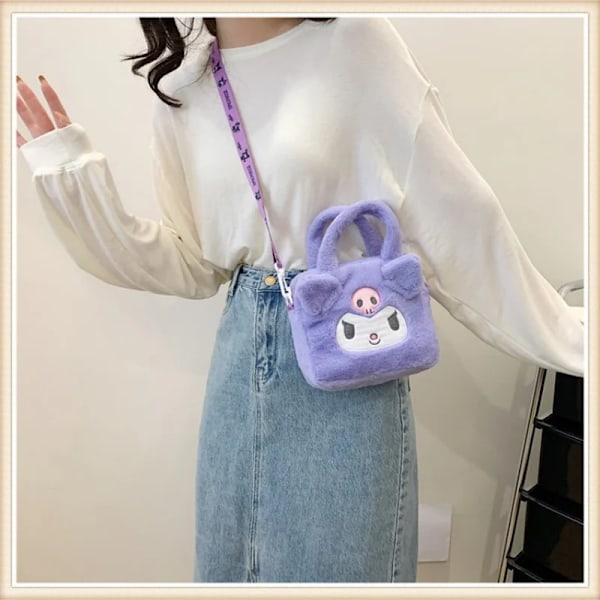 Kawaii Plysch Sanrio Väska för Barn Anime Cinnamoroll Plysch Ryggsäck purple