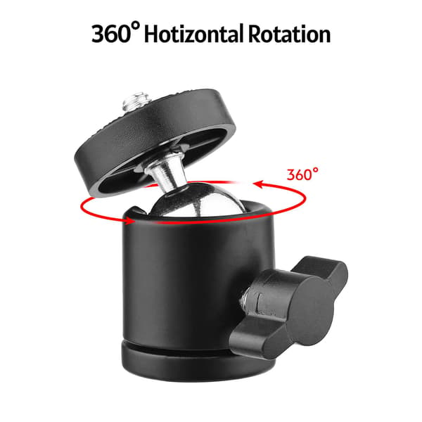 2 stk. Mini Svivelkulehode Stativhode 360 Graders Roterende Monteringsbaseadapter 1-Pack