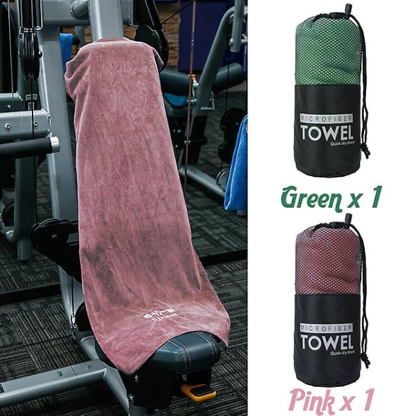 Fitness Handduk för sport Multifunktionell Snabbtorkande handduk Gymutrustning Svettdyna Handduk Simhandduk Mikrofiber Poolhanddukar Green Pink With Bag