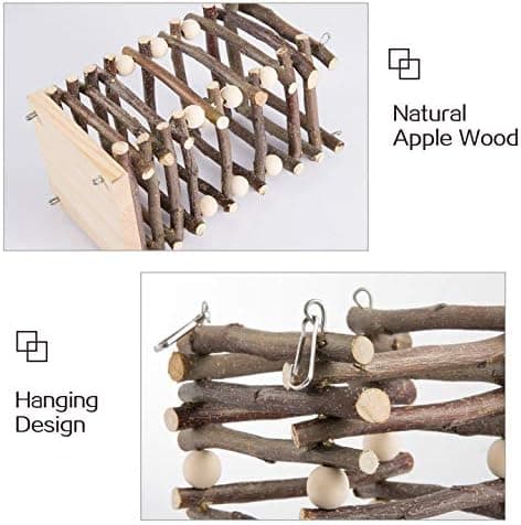 {YM}Applewood Hammock for Rabbit - Wooden Board with 2 Hooks