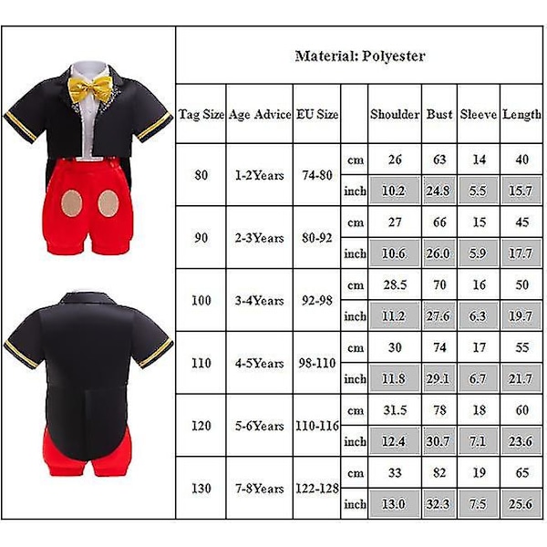 Barn Pojkar Flickor Musse Pigg Outfit Set Cosplay Tecknad Figur Kostym Söt Julklapp