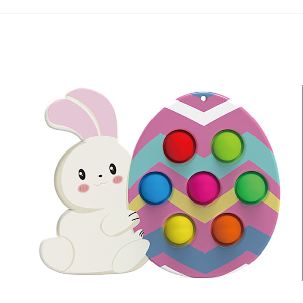 Påskhare Push Pop Fidget Nyckelring Silikon Popperbräda - Regnbåge Stress Relief Sensorisk Leksak