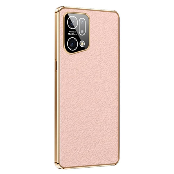 Stødsikkert ægte læder, galvaniseret, pinkKompatibel med din Oppo Find X5 Pro