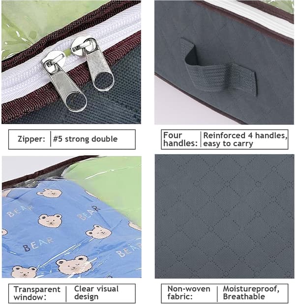 {YM}4-pack Under-bed Storage, 90L Large Under-bed Storage Container with Lid, Grey