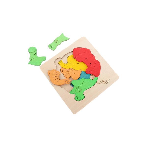 Djurmönster trä pussel Pedagogiska barns pedagogiska leksak elefant Colourful
