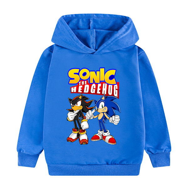 Sonic Mode Tecknat Tryck Hoodie Söt Tröja för Barn Pojkar H blå blue 120cm